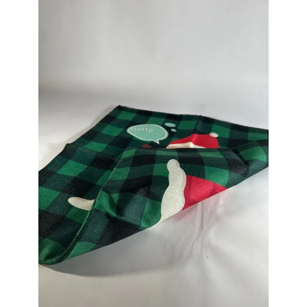 Christmas Pillow Cover Zipper Canvas Fabric Holiday Hello Santa Chimney NEW